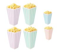 Lot de 4 boîtes à popcorn réutilisables, chaque boîte peut contenir 60 g de popcorn classique à rayures de couleurs aléatoires, idéal pour les soirées cinéma en famille