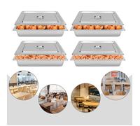 Lot de 4 Boîtes à Repas - Set de 4 Plateaux Repas en Acier Inoxydable avec Couvercle - Boîte à Lunch - Plateau Alimentaire 9L
