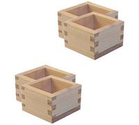 Lot de 4 boîtes à saké japonaises en bois brut Hinoki