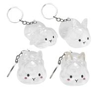 Lot de 4 boîtes à souvenirs en forme de lapin pour poils d'animaux domestiques, rangement transparent pour fourrures, support sentimental léger et portable pour usage quotidien, maison, voyage