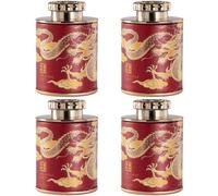 Lot De 4 Boîtes À Thé avec Couvercles Hermétiques, Mini Conteneurs De Stockage De Thé en Forme De Dragon Chinois, Boîte Ronde pour Le Stockage du Thé, du Café, du Sucre