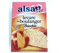 Lot de 4 Boites Alsa Levure de Boulanger Briochin Sans Gluten poids net 27,5 g Unitaire