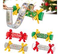 Lot de 4 Boîtes Cadeau de Noël Surprise à Tirer pour Billets, Forme Bonbon | 4 designs festifs avec 40 pochettes transparentes pour transformer un simple cadeau d'argent en vraie surprise