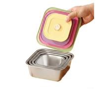 Lot de 4 boîtes de conservation alimentaire en acier inoxydable avec 4 couvercles colorés réutilisables en métal pour yaourt, collations, sandwich, fruits, congélateur et lave-vaisselle