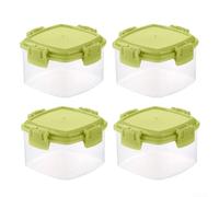 Lot de 4 boîtes de conservation alimentaire en plastique transparent à clip de 55 ml pour la préparation des repas, les portions de collation et les essentiels de voyage (vert)