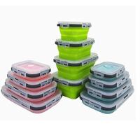 Lot de 4 boîtes de conservation alimentaires pliables en silicone - Boîtes à bento réutilisables sans BPA, couvercles étanches et hermétiques - Passe au micro-ondes, congélateur et lave-vaisselle