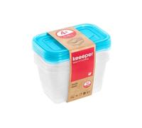 keeeper Lot de 4 Boîtes de Conservation, 4 x 750 ml, 15,5 x 10,5 x 8,5 cm, Fredo Fresh, Bleu Transparent