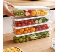 Lot de 4 boîtes de conservation transparentes avec couvercles, empilables et étanches pour garde-manger, organisation des fruits et collations, passent au lave-vaisselle