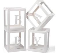 Lot de 4 BoîTes de DéCoration de FêTe, de FêTe PréNatale, Transparentes Avec Quatre Lettres Pour BéBé, Convient pour DifféRentes FêTes (Mariages, Anniversaires, FêTes PréNatales)