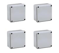 Lot de 4 boîtes de dérivation étanches IP56, 100 x 100 x 50 mm, avec couvercle à vis, parois lisses, 4 boîtes électriques murales pour raccords et connexions, utilisation intérieure et extérieure