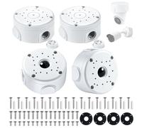 Lot de 4 Boîtes de Jonction pour Caméra en Aluminium, Boîte de Montage Hémisphérique Étanche pour Caméras de Surveillance, Support Universel pour Caméras Dôme et Bullet, Intérieur et Extérieur