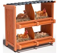 Lot de 4 boîtes de nidification en bois à 4 compartiments pour poules, canards, volailles, poulailler, collecte facile des œufs