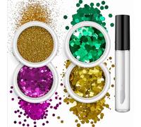 Lot de 4 boîtes de paillettes pour le maquillage, le visage, le corps, les ongles, le visage