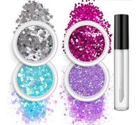 Lot de 4 boîtes de paillettes pour le maquillage, le visage, le corps, les ongles, le visage