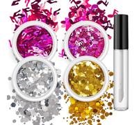 Lot de 4 boîtes de paillettes pour ongles - Fantastique - Flocons d'ongles - Autocollants fantaisie pour nail art