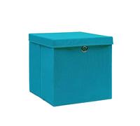 Lot de 4 boîtes de rangement avec couvercles, bleu layette, 28 x 28 x 28 cm, pliables, en tissu non tissé, peu encombrant, empilables, pour armoire, bureau, cuisine et chambre à coucher