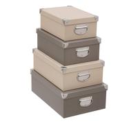 Lot de 4 Boîtes de Rangement "Box'" 40cm Beige & Taupe