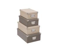 Lot de 4 Boîtes de Rangement "Box'" 40cm Beige & Taupe