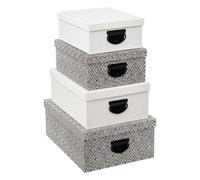 Lot de 4 Boîtes de Rangement "Effet Relief" 39cm Blanc