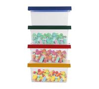 Lot de 4 boîtes de rangement empilables avec couvercle I Boîte de rangement transparente en polypropylène I Caisse à jouets pour chambre d'enfant, briques et petites pièces I Robuste et peu