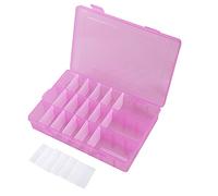 Lot de 4 boîtes de rangement en plastique à 24 grilles, séparateurs réglables, boîte de rangement transparente, conteneurs de stockage de perles pour bijoux artisanaux (Rose)