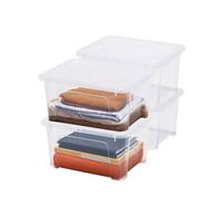 Lot de 4 boites de rangement en plastique avec couvercle Sundis VIEW BOX 24L, L.44 x l.34 x h.22,5 cm, Transparent