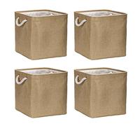 Lot de 4 boîtes de rangement pliables en tissu 30 x 30 x 30 cm - Grand, pour boîtes, étagères, paniers pour kallax pour vêtements, jouets, outils, armoire (kaki)