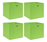 Lot de 4 boîtes de rangement pliables en tissu pour armoire, étagère, bureau, avec œillet en métal, peu encombrant, empilables, pour vêtements, cosmétiques, linge - Vert - 32 x 32 x 32 cm