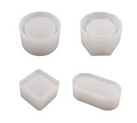 Lot de 4 boîtes de rangement pour bijoux en résine époxy - Moule fait à la main - Récipient de rangement en silicone pour étui en résine UV MOL