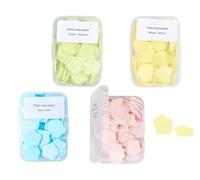 Lot de 4 boîtes de savon en papier, 4 mini feuilles jetables parfumées aléatoires pour le lavage des mains, savon de bain dissolvable, convient pour l'extérieur, le camping et la randonnée, soins
