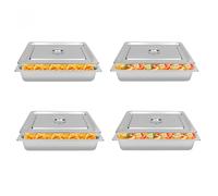 Lot de 4 boîtes en acier inoxydable de 9 l avec couvercle, empilables, grande capacité (53,5 x 32,5 x 10 cm), pour restaurant, buffet, restauration
