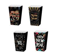 Lot de 4 boîtes en papier pour le Nouvel An 2024 - Fournitures de fête de cinéma - Cadeau de mariage ou d'anniversaire