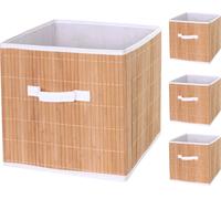 4x boîte de rangement pliable MENDLER HWC-C21, bambou nature Marron