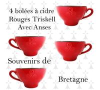 LOT DE 4 BOLÉES A CIDRE ROUGES TRISKELL AVEC ANSES BZH
