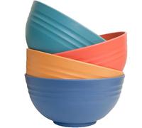 Lot de 4 bols à céréales en plastique incassables 700 ml - Légers - Bol de service réutilisable pour soupe de nouilles de riz, collation, salade, fruits, sans BPA, passe au lave-vaisselle et au