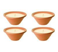 Lot de 4 bols à flammes pour l'extérieur - Bougies d'extérieur en terre cuite - Parfait pour votre jardin - Brasero en lot de 4 - Durée de combustion de 6 h - 15 x 5,9 cm