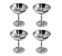 Lot de 4 bols à glace en acier inoxydable pour dessert, crème glacée, fruits, pudding, yaourt, robuste, facile à nettoyer, argenté, 10,5 x 7,3 x 9,8 cm, lot de gobelets Sundae, vaisselle de fête
