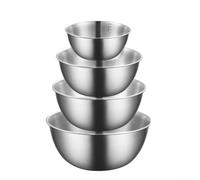Lot de 4 bols à mélanger en acier inoxydable avec graduations, design profond pour un mélange sans désordre, passe au lave-vaisselle, tailles 16 cm, 19 cm, 22 cm, 24 cm pour la cuisson de la salade et