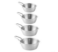 Lot de 4 bols à riz et à soupe traditionnels coréens en acier inoxydable avec poignée, taille graduée, 304 bols de service en métal résistant à la rouille pour la maison, la cuisine coréenne et la