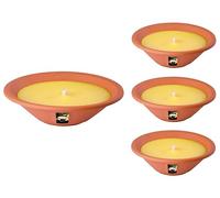 Lot de 4 bols de flamme citron citronnelle pour l'extérieur - Bougies d'extérieur en terre cuite - Pour votre jardin - Lot de 4 bols - moins de points par les moustiques - Durée de combustion 13 h -