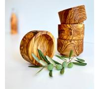 Lot de 4 bols de service en bois d'olivier, Lot de bols en bois faits à la main pour un assortiment de fruits, bols à collation en bois de style rustique, taille 10 cm
