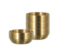 Lot de 4 bols en acier inoxydable doré de 12 cm - Double paroi - Pour nouilles, soupe, riz, salade, ramen - Bol mélangeur en métal - Récipient empilable pour le chaud et le froid
