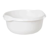 Lot de 4 bols ronds blancs - 7 litres - 32 cm - Bassine de lavage en plastique adaptée à un usage alimentaire - Bol ménager universel pour la cuisine - Entretien - Lavable