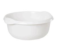 Lot de 4 bols ronds blancs - 9 litres - 36 cm - Bassine de lavage en plastique adaptée à un usage alimentaire - Bol de ménage - Bol de cuisine universel - Entretien à empilable