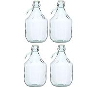 Lot de 4 bonbonnes de fermentation avec fermeture à arceau Bouteilles en verre pour vin 5 litres chacune