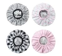 Lot de 4 bonnets de douche pour femmes, bonnets de douche imperméables, accessoires de soins capillaires, bonnets de douche réutilisables, fournitures de bain