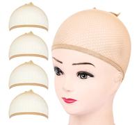 Lot De 4 Bonnets De Perruque En Maille Marron Clair Fandamei - Respirants, Extensibles Et À Extrémité Fermée Pour Un Port Confortable