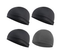 Lot de 4 bonnets de sport souples avec capuche élastique, coupe-vent, bonnet de vélo, chapeau d'été, bonnet de vélo et de moto, chapeau (noir, gris foncé)