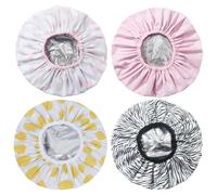 Lot De 4 Bonnets D'Huile De Cuisson, Bonnets De Douche Imperméables, Bonnets Pour Outils De Soins Capillaires, Bonnets De Douche Élastiques, Bonnets De Douche Pour Femmes