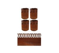 Lot de 4 Bordures de 4,8m soit 19,2 mètres linéaires de Bordures Rouillées - Métal Marron - 1920 x H 20 cm